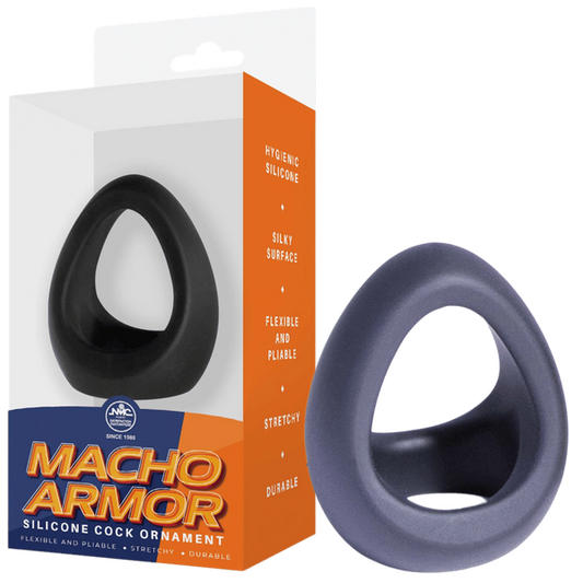 Excellent Power Macho Armor Silicone Cock & Ball Ring Ornament Black