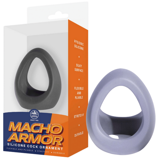 Excellent Power Macho Armor Silicone Cock & Ball Ring Ornament Grey
