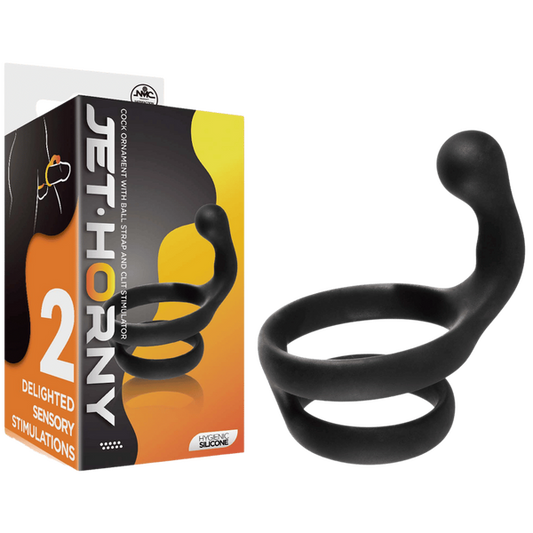 Excellent Power Jet Horny Cock Ornament with Ball Strap and Clit Stimulator