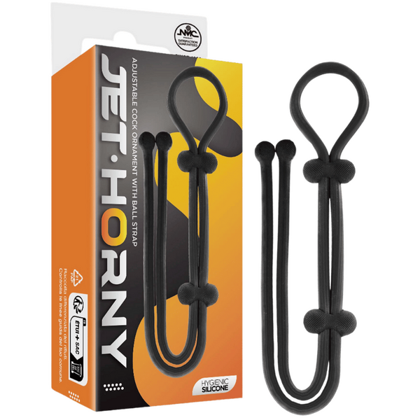 Excellent Power Jet Horny Silicone Lasso Adjustable Cock Ring Ornament with Ball Strap