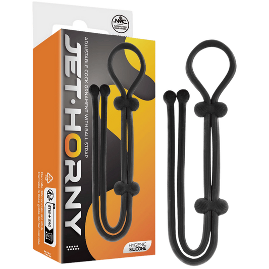 Excellent Power Jet Horny Silicone Lasso Adjustable Cock Ring Ornament with Ball Strap