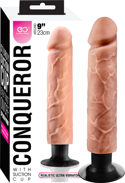 Excellent Power Conqueror 9" Vibrating Dildo Flesh