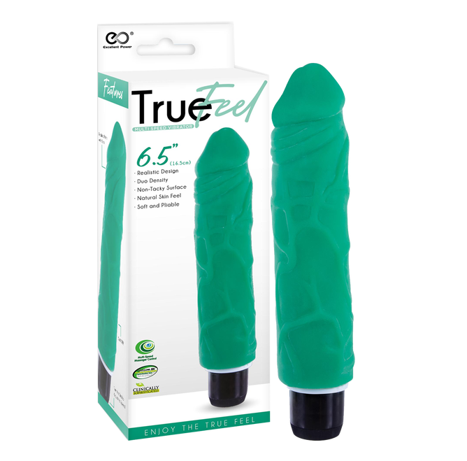 Excellent Power True Feel Patriot 6.5" Vibrator Green