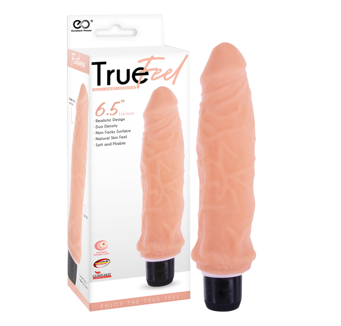 Excellent Power True Feel Ribbed 6.5" Vibrator Flesh