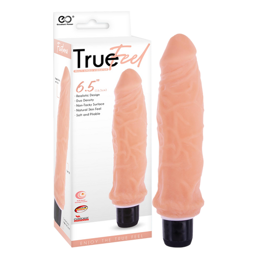 Excellent Power True Feel Ribbed 6.5" Vibrator Flesh