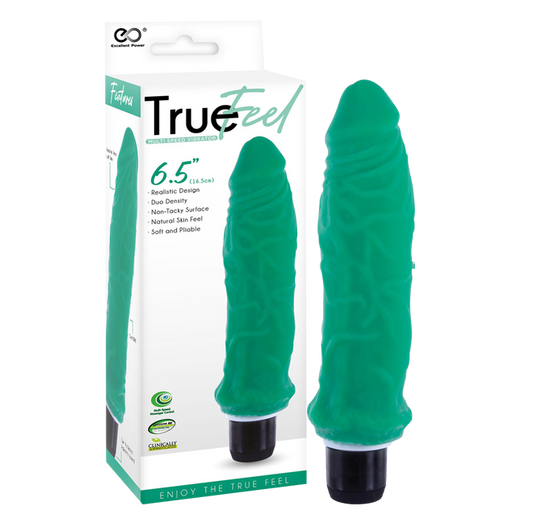 Excellent Power True Feel Ribbed 6.5" Vibrator Green