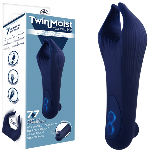 Excellent Power Twin Moist - Multi-functional Rechargeable Stimulator (Blue)