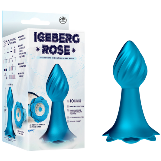 Excellent Power Iceberg Rose - 10 Rhythms Vibrating Anal Plug (Blue)