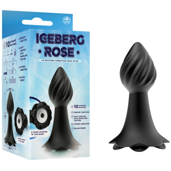 Excellent Power Iceberg Rose - 10 Rhythms Vibrating Anal Plug (Black)