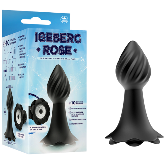Excellent Power Iceberg Rose - 10 Rhythms Vibrating Anal Plug (Black)