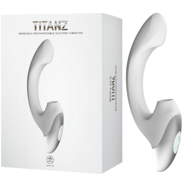 Excellent Power Titanz Thumping Rechargeable Silicone Vibrator (White)