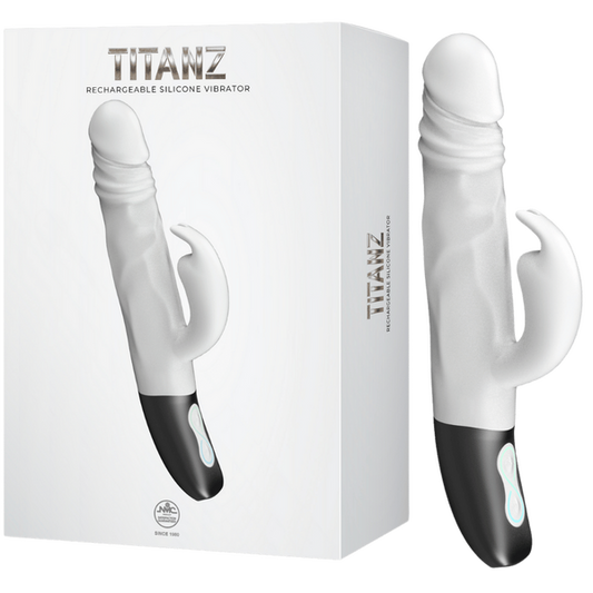 Excellent Power Titanz Rotating Rabbit Rechargeable Silicone Vibrator (White)