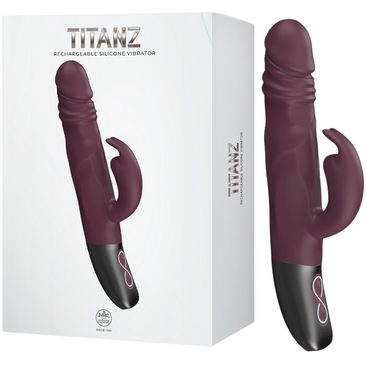 Excellent Power Titanz Rotating Rabbit Rechargeable Silicone Vibrator (Rubine Red)