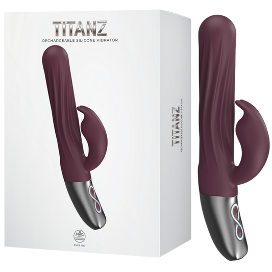 Excellent Power Titanz Thrusting Rabbit Rechargeable Silicone Vibrator (Rubine Red)