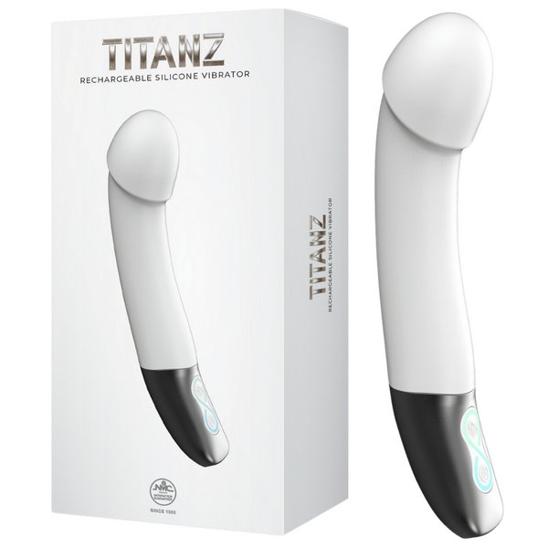 Excellent Power Titanz Rechargeable Silicone Bendable Shaft Vibrator (White)