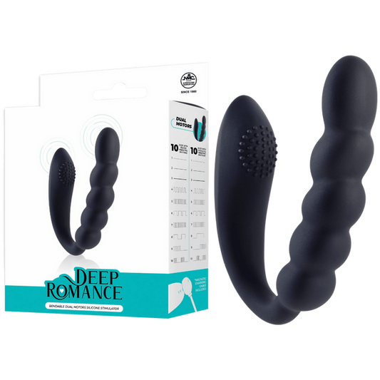 Excellent Power Deep Romance - Bendable Dual Motors Silicone Stimulator (Black)