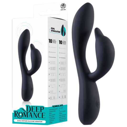 Excellent Power Deep Romance - Dual Motor Silicone Vibrator (Black)