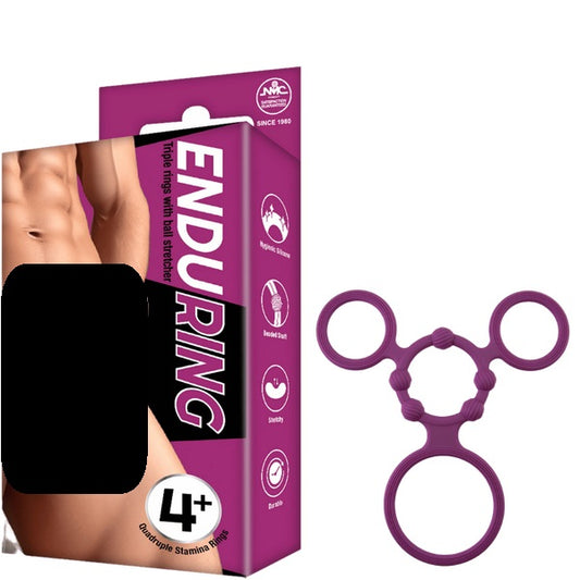 Excellent Power Enduring Triple Ring With Ball Stretcher (Purple)