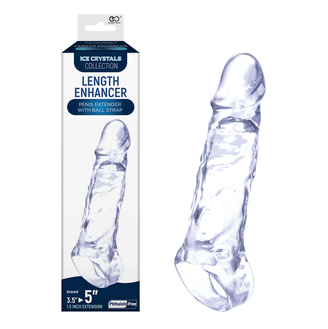 Excellent Power Ice Crystals Length Enhancer Penis Extension Sleeve 5" Clear