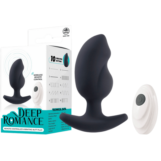 Excellent Power Deep Romance - Remote Controlled Vibrating Butt Plug (Black)