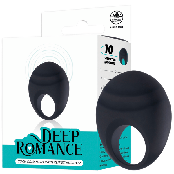 Excellent Power Deep Romance - Cock Ornament With Clit Stimulator (Black)