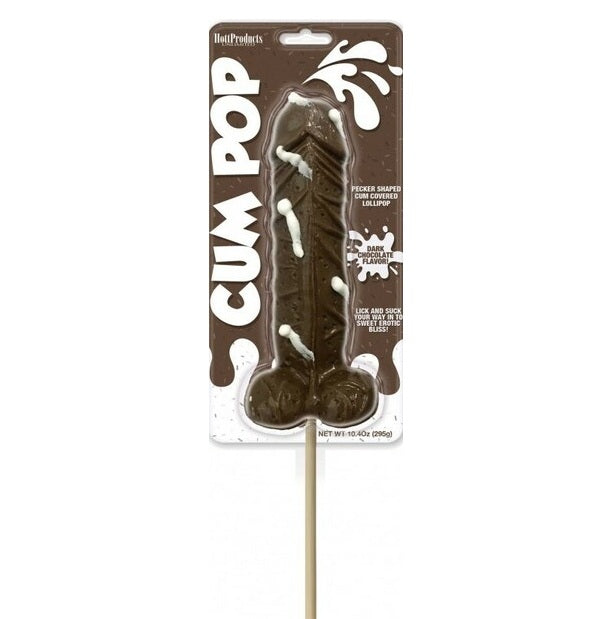 Hott Products | Cum Pops - Pecker Shaped Cum Covered Chocolate Lollipop - Dark