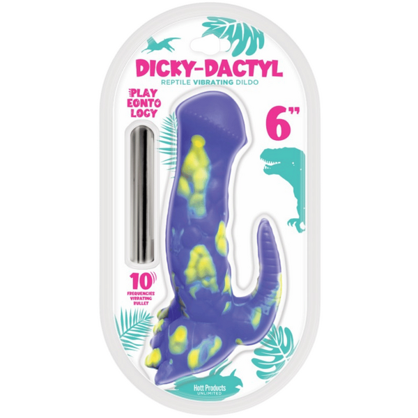 Hott Products | Dicky-Dactyl Vibrating Dildo 6" Purple