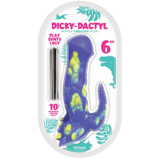 Hott Products | Dicky-Dactyl Vibrating Dildo 6" Purple