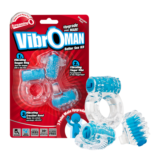 ScreamingO Vibroman Couples Vibrating Finger/Tongue/Cock Ring - Blue