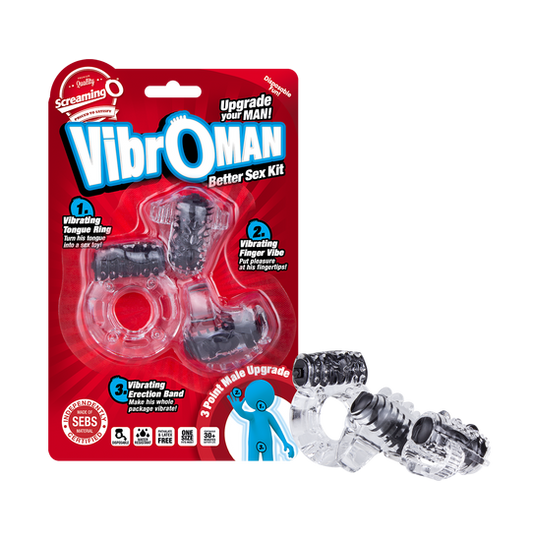 ScreamingO Vibroman Couples Vibrating Finger/Tongue/Cock Ring - Black