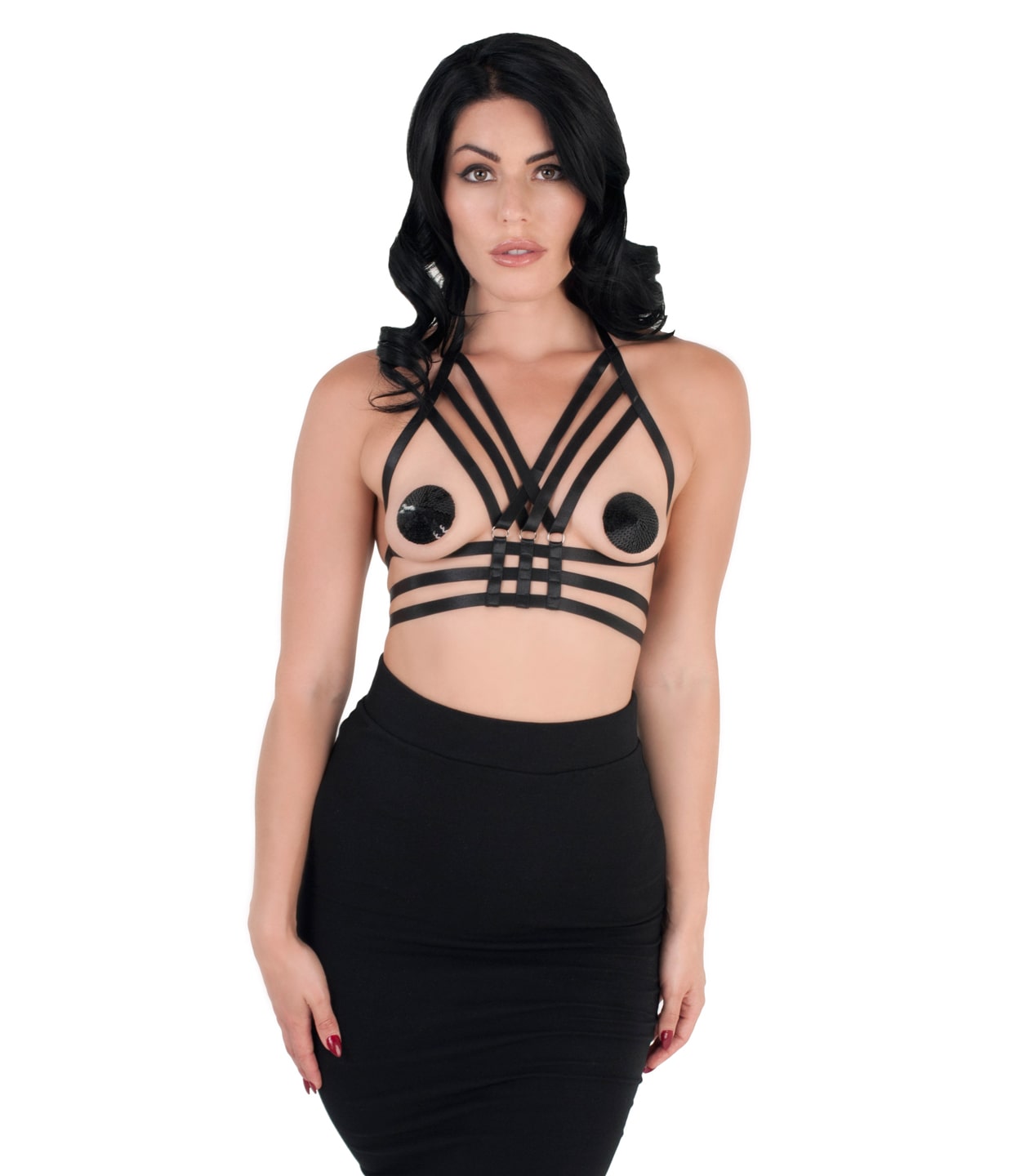 Love In Leather BRA0340 Elastic Harness Top One Size