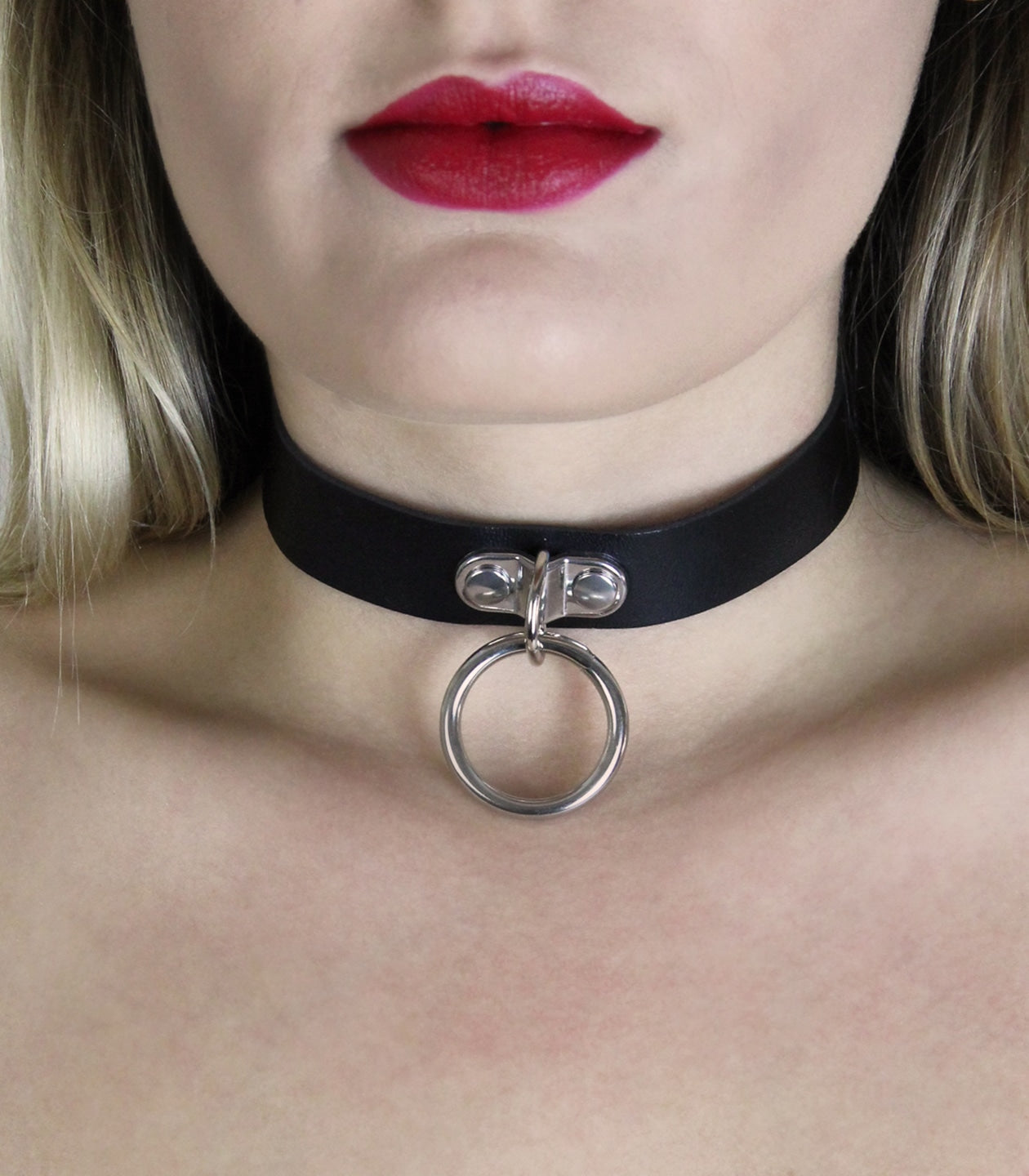 Love In Leather Faux Leather Collar With Double Sided Buckle Closure