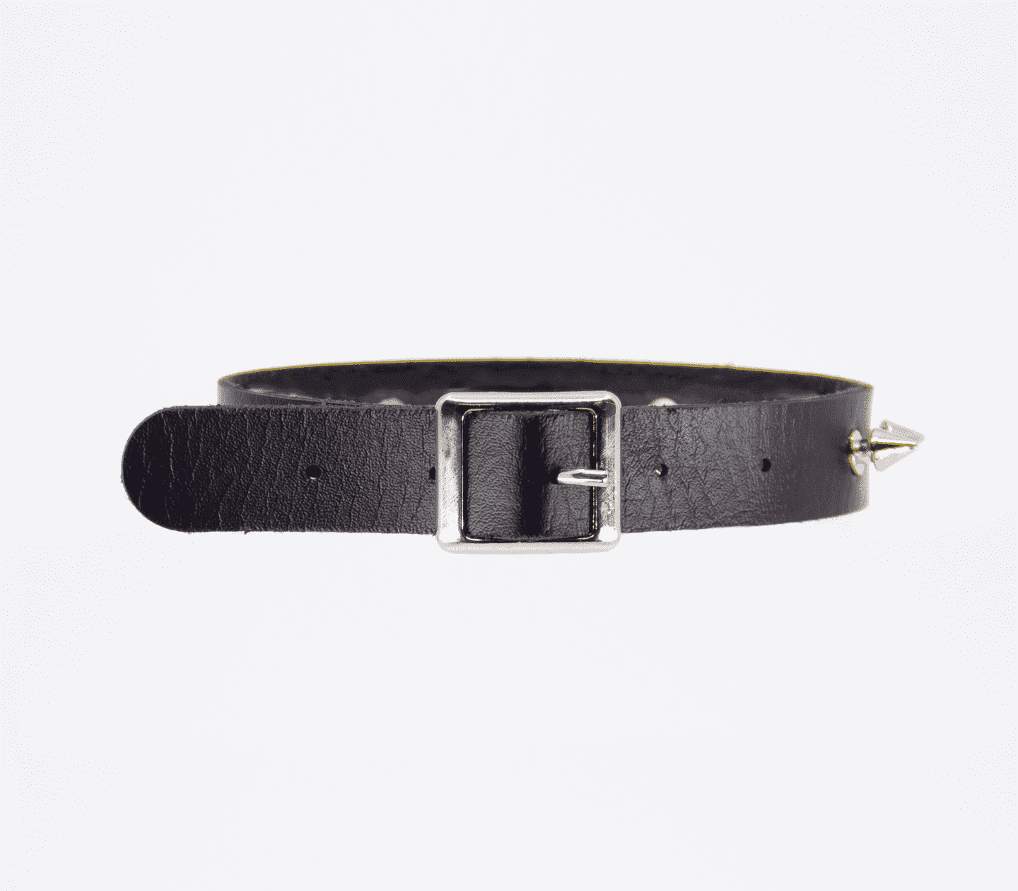 Love In Leather Faux Leather Collar With Silver Dog Spikes