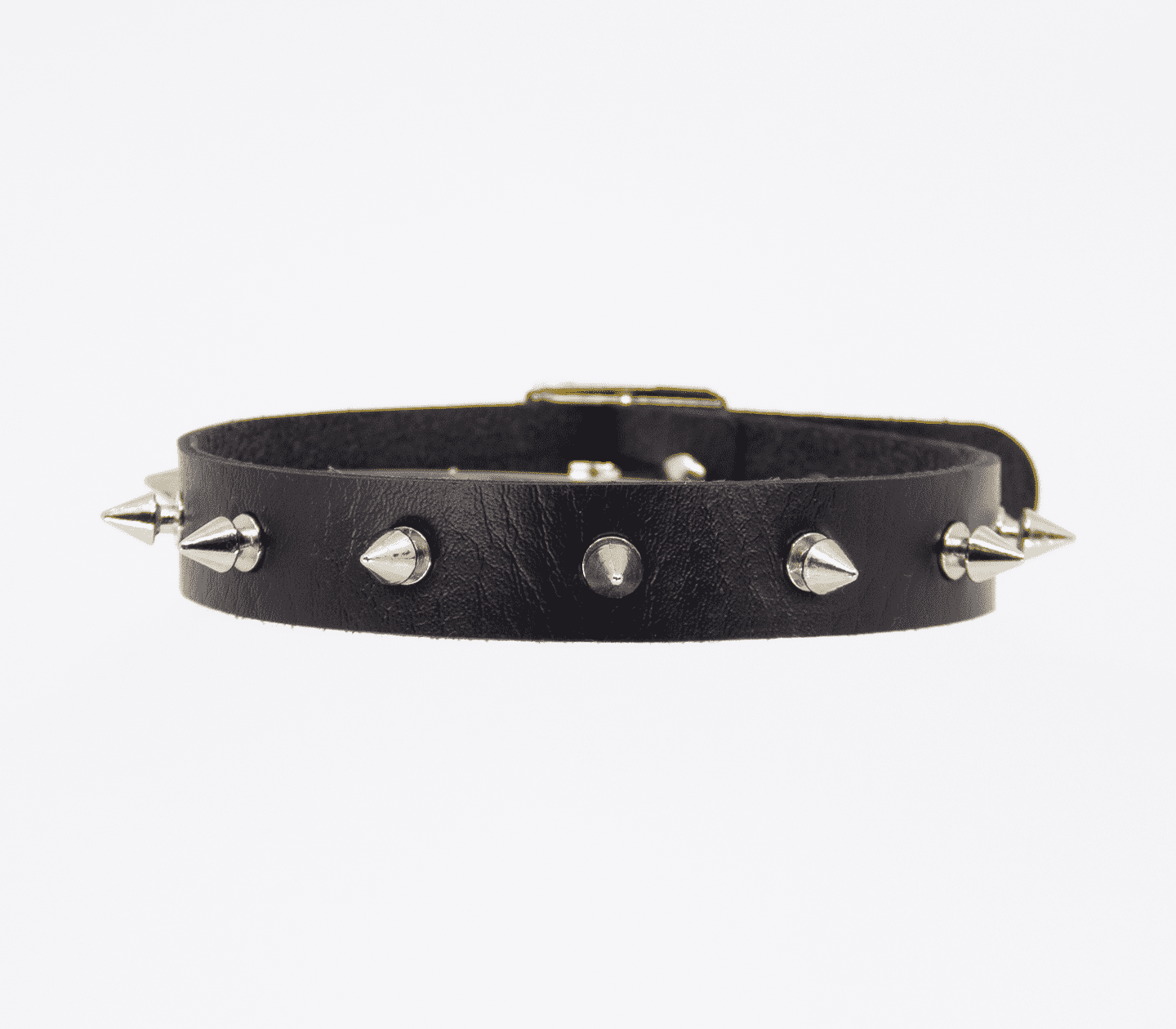 Love In Leather Faux Leather Collar With Silver Dog Spikes