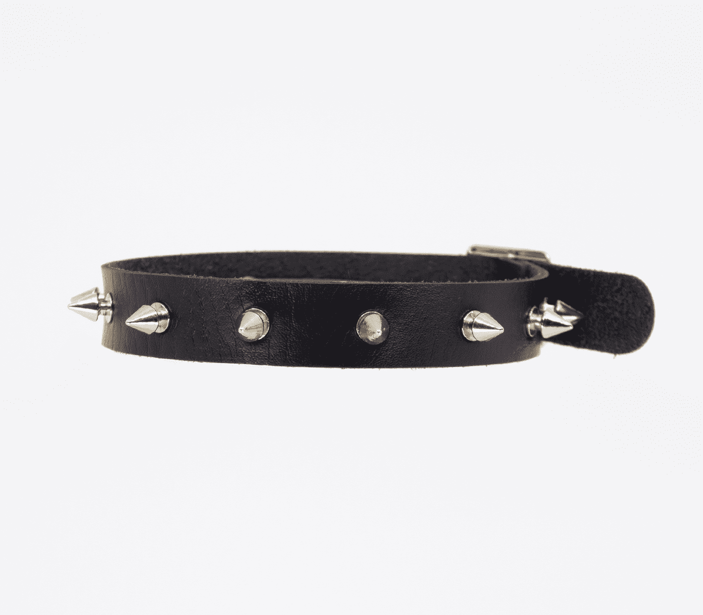 Love In Leather Faux Leather Collar With Silver Dog Spikes