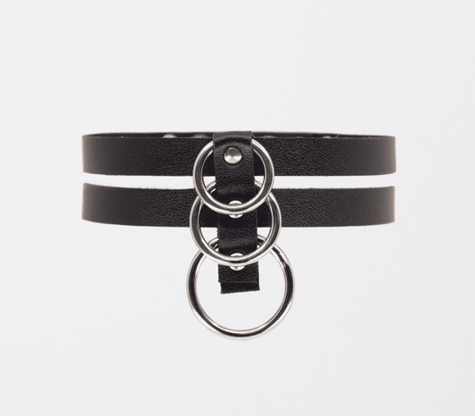 Love In Leather Faux Leather Collar With Double Strap Design