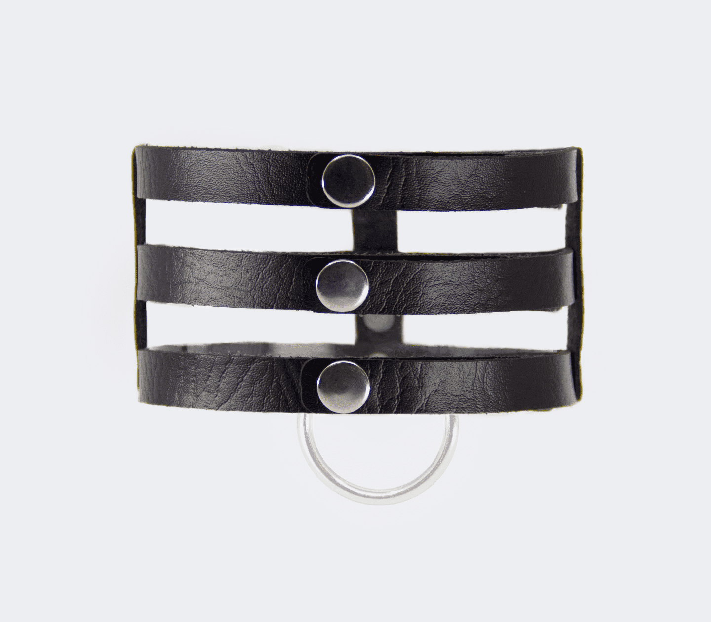 Love In Leather Faux Leather Collar With Triple Strap Design