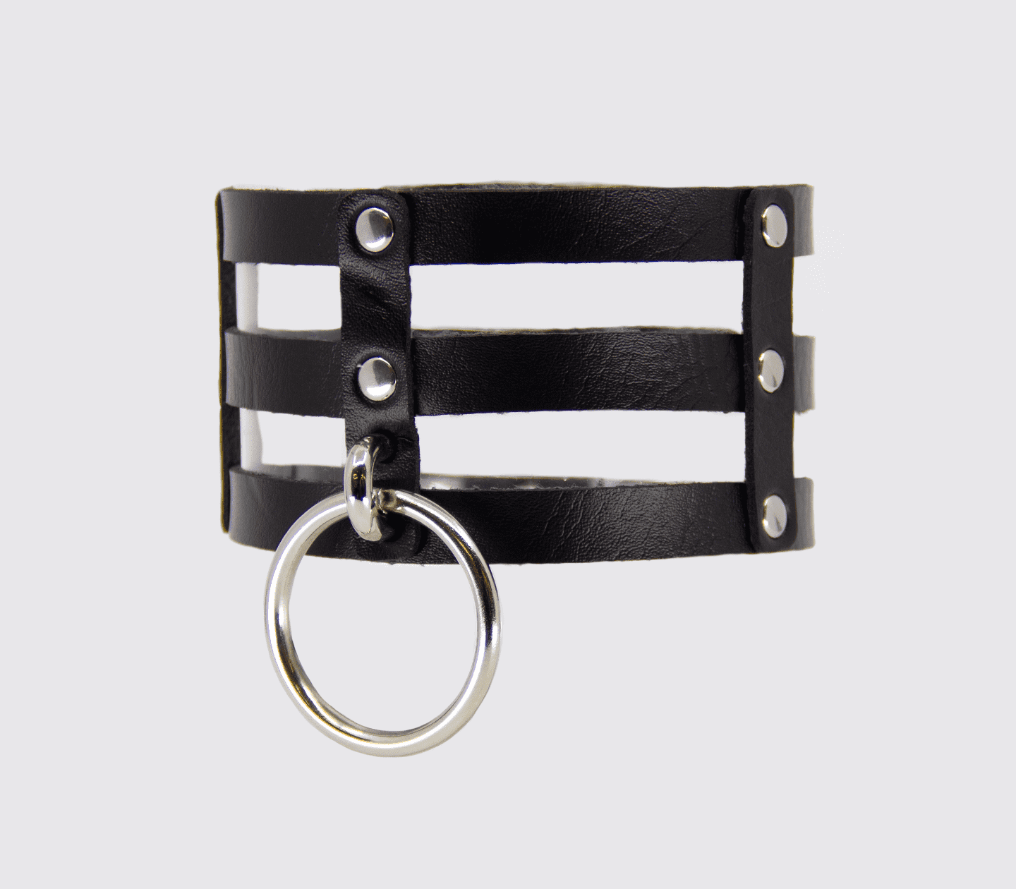 Love In Leather Faux Leather Collar With Triple Strap Design