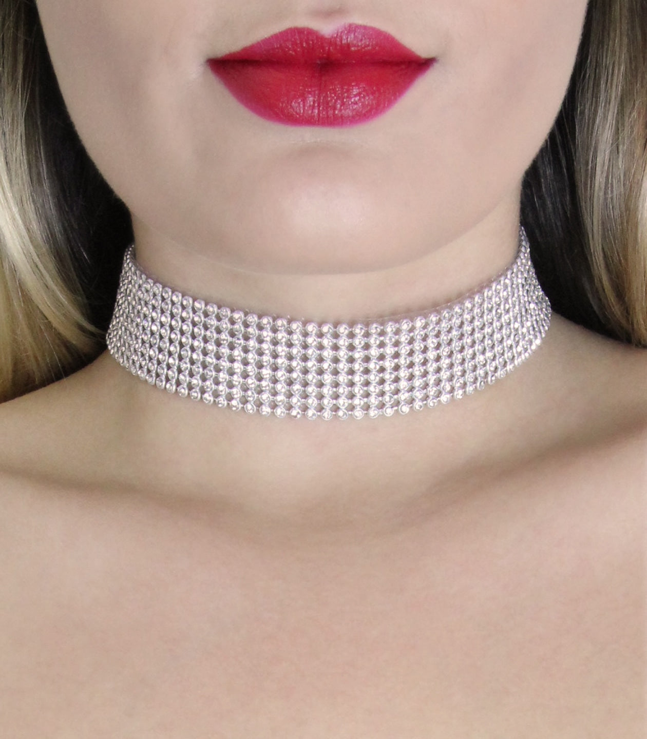 Love In Leather Diamanté Rhinestone Choker Fetish Collar