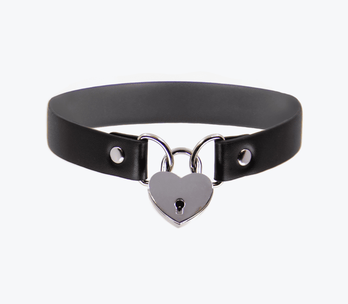 Love In Leather Faux Leather Collar With Functional Heart Padlock