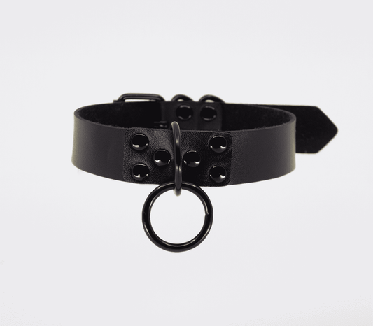 Love In Leather Faux Leather Collar With Black Metal Hardware