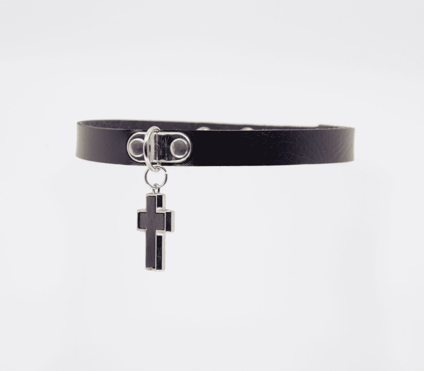 Love In Leather Faux Leather Collar With Cross Pendant