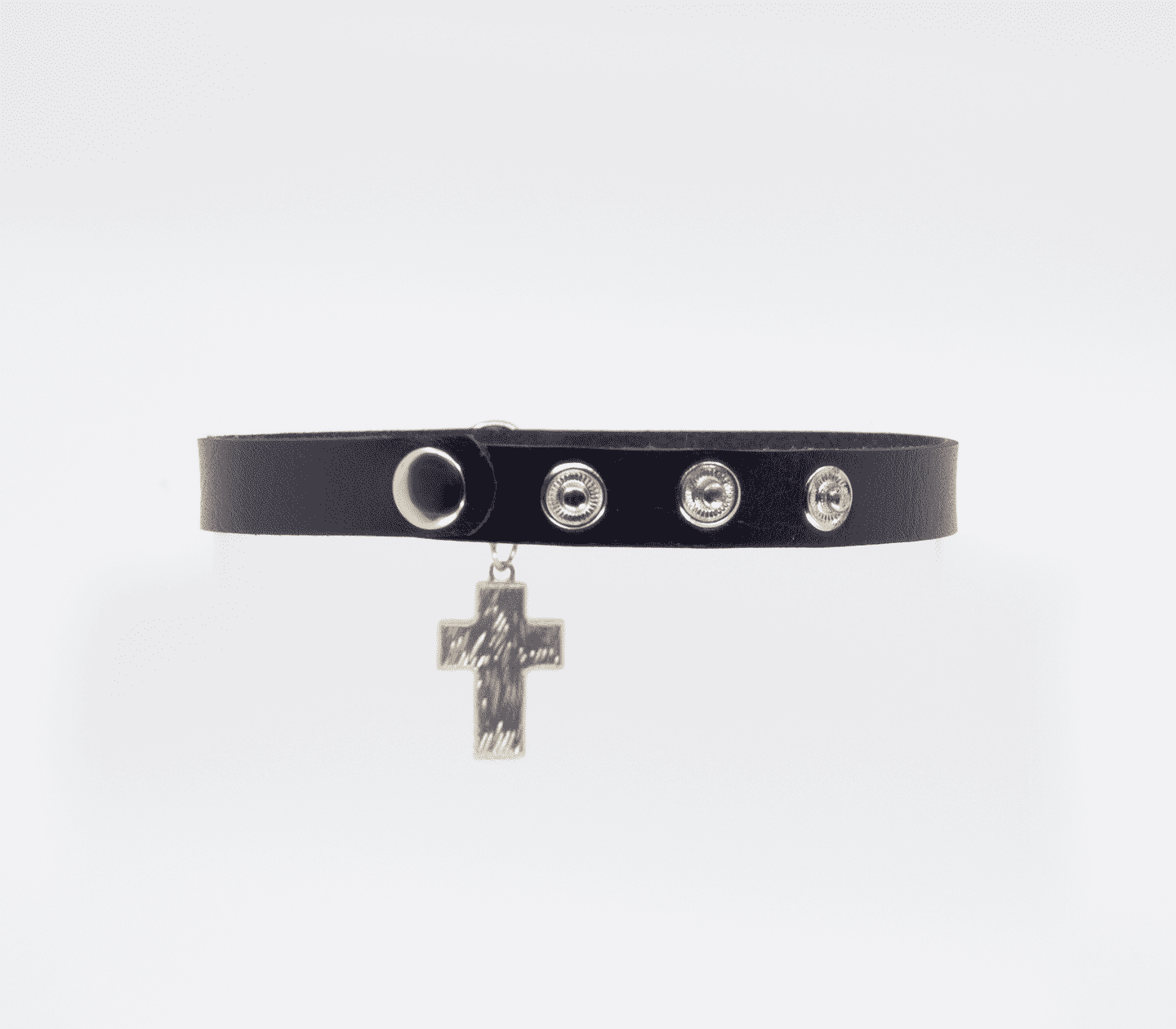 Love In Leather Faux Leather Collar With Cross Pendant