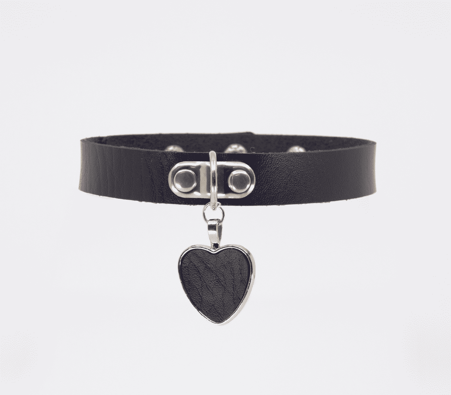Love In Leather Faux Leather Collar With Heart Pendant