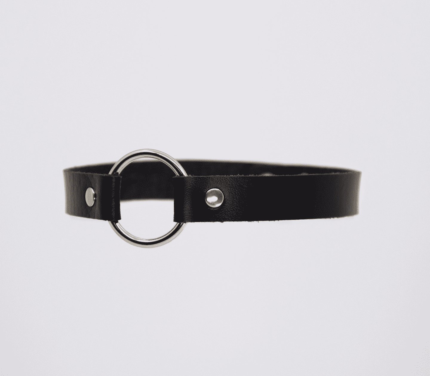 Love In Leather Faux Leather Choker Collar With 40mm O-Ring
