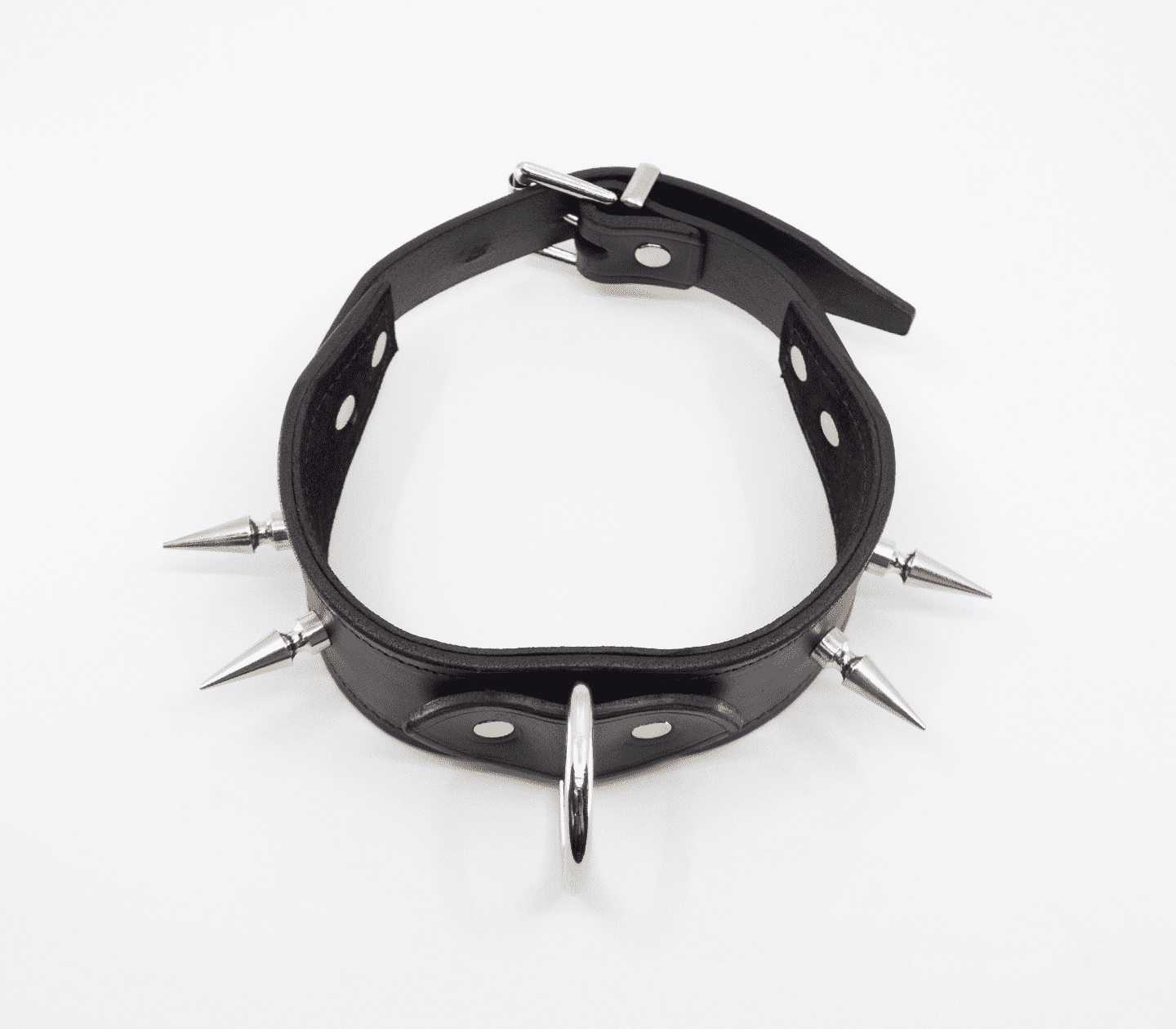 Love In Leather Unlined Wide Leather Collar With Long Dog Spikes