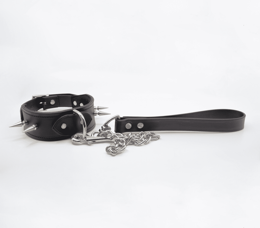 Love In Leather Leather & Chain Lead With 4 Spikes