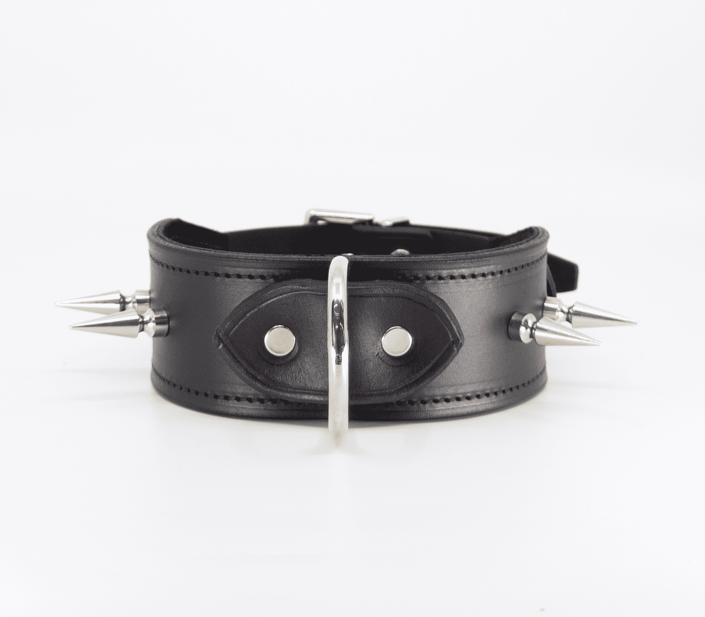 Love In Leather Unlined Wide Leather Collar With Long Dog Spikes