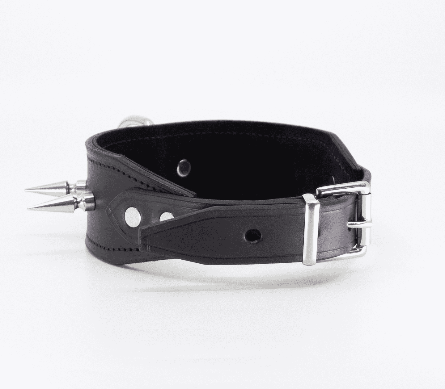 Love In Leather Unlined Wide Leather Collar With Long Dog Spikes