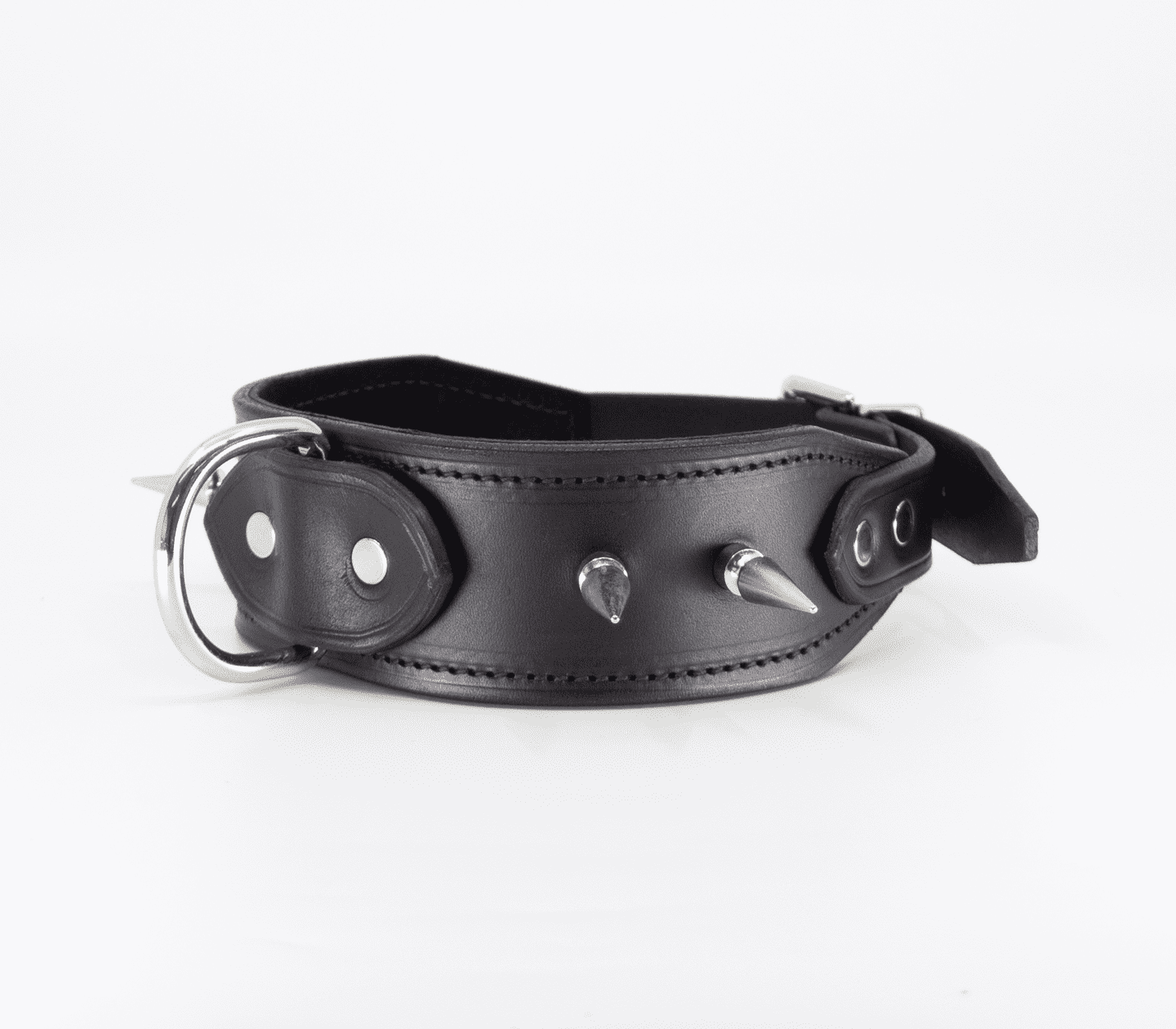 Love In Leather Unlined Wide Leather Collar With Long Dog Spikes